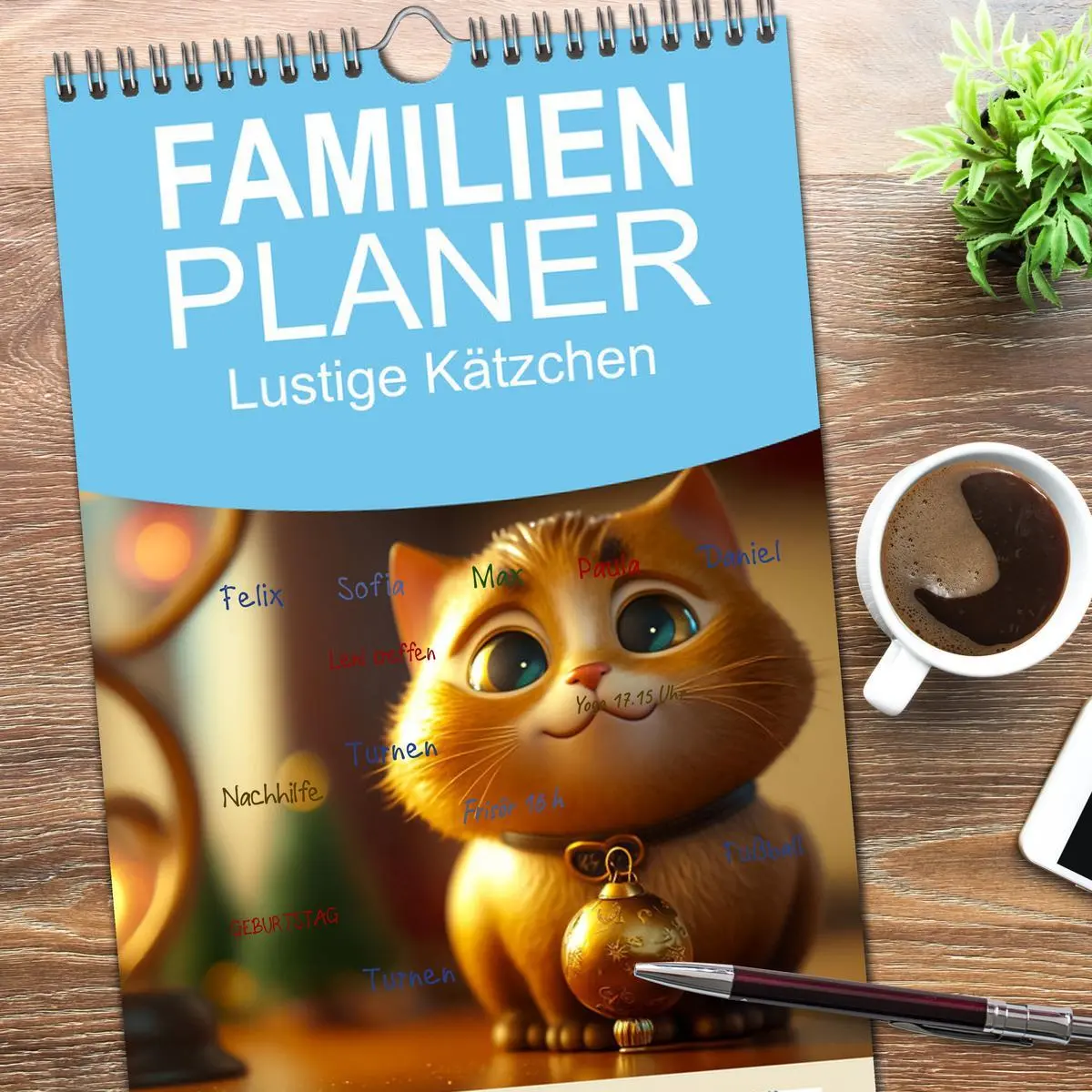 Bild: 9783516500721 | Familienplaner 2026 - Lustige Kätzchen mit 5 Spalten (Wandkalender,...