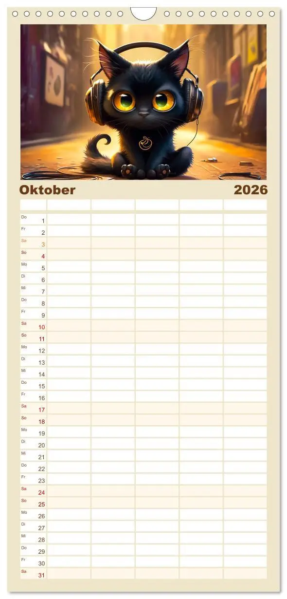 Bild: 9783516500721 | Familienplaner 2026 - Lustige Kätzchen mit 5 Spalten (Wandkalender,...