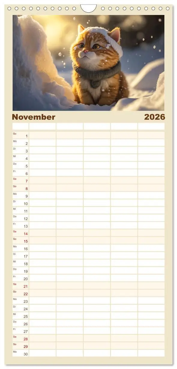 Bild: 9783516500721 | Familienplaner 2026 - Lustige Kätzchen mit 5 Spalten (Wandkalender,...