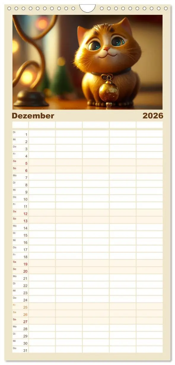 Bild: 9783516500721 | Familienplaner 2026 - Lustige Kätzchen mit 5 Spalten (Wandkalender,...
