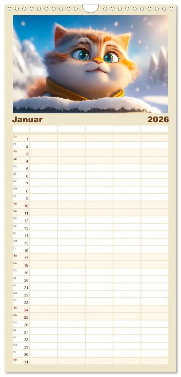 Bild: 9783516500721 | Familienplaner 2026 - Lustige Kätzchen mit 5 Spalten (Wandkalender,...