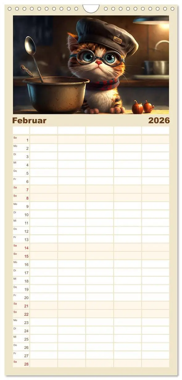 Bild: 9783516500721 | Familienplaner 2026 - Lustige Kätzchen mit 5 Spalten (Wandkalender,...