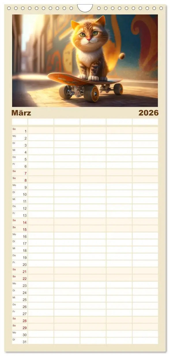 Bild: 9783516500721 | Familienplaner 2026 - Lustige Kätzchen mit 5 Spalten (Wandkalender,...