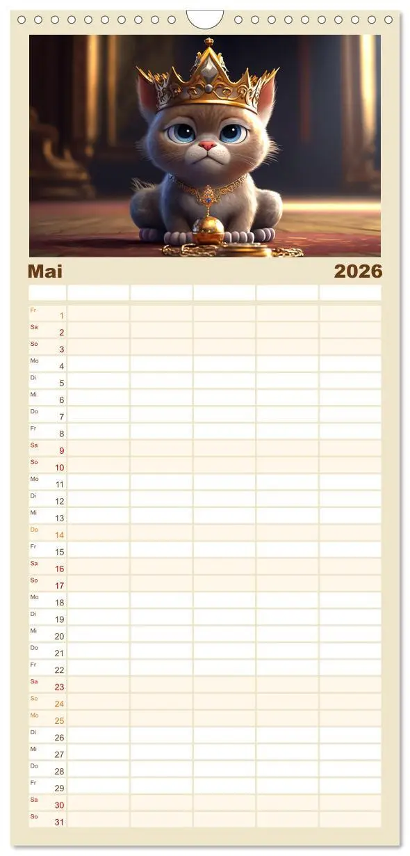 Bild: 9783516500721 | Familienplaner 2026 - Lustige Kätzchen mit 5 Spalten (Wandkalender,...