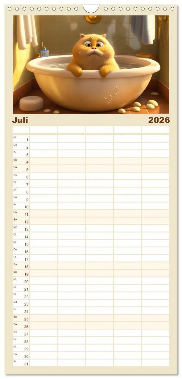 Bild: 9783516500721 | Familienplaner 2026 - Lustige Kätzchen mit 5 Spalten (Wandkalender,...