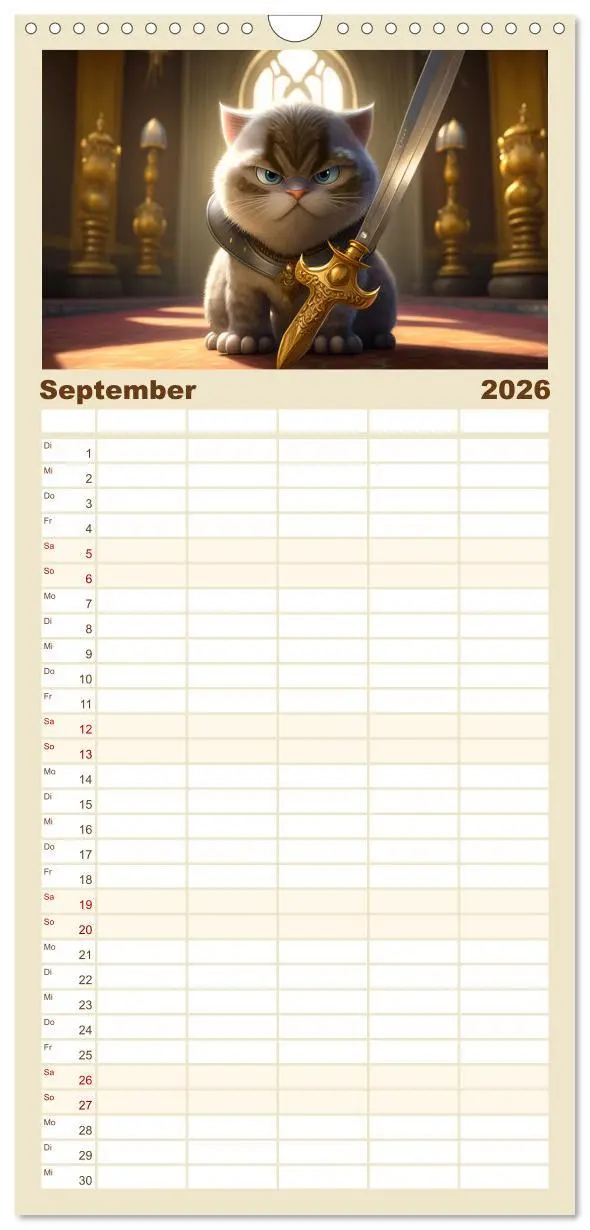 Bild: 9783516500721 | Familienplaner 2026 - Lustige Kätzchen mit 5 Spalten (Wandkalender,...