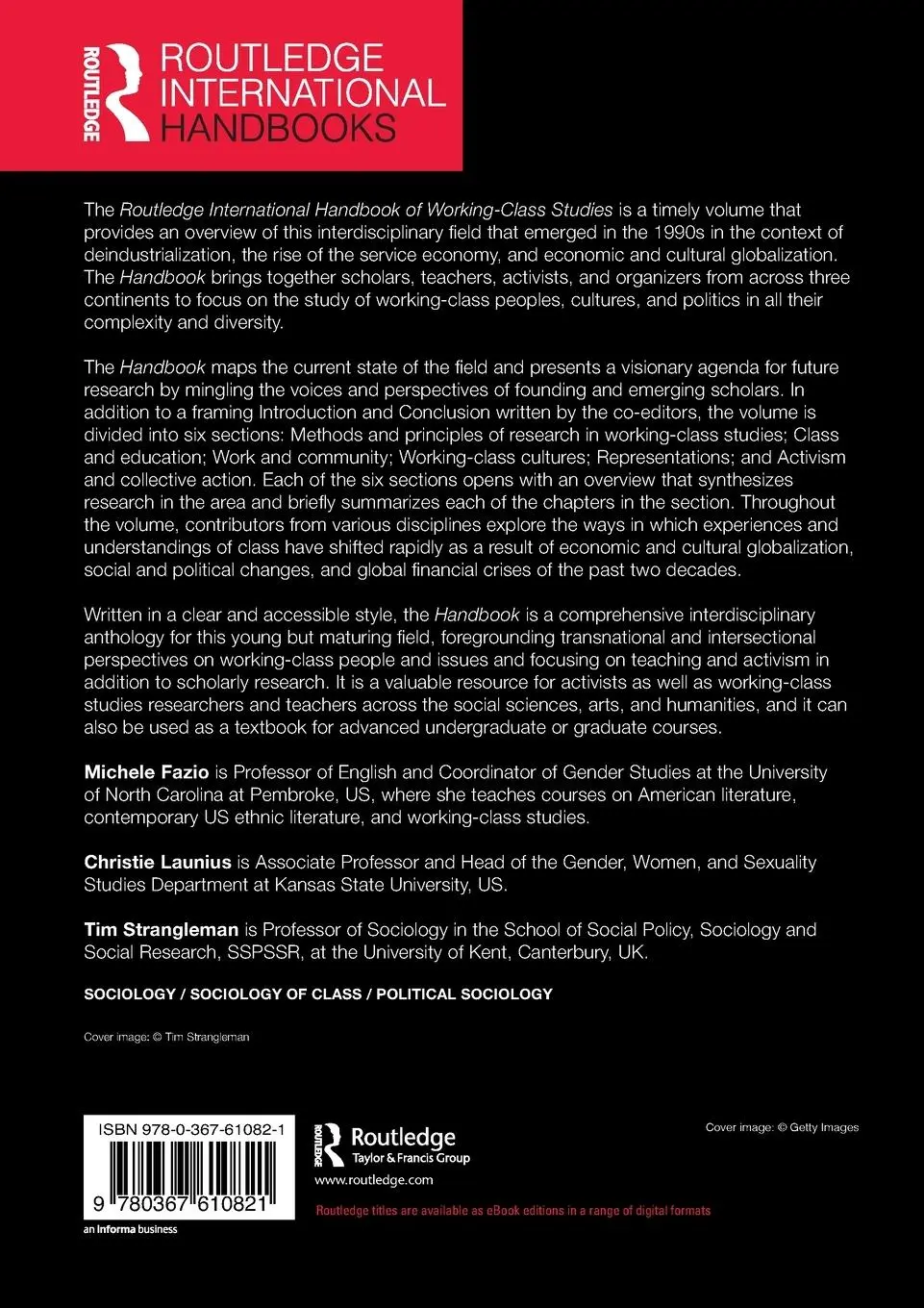 Rückseite: 9780367610821 | Routledge International Handbook of Working-Class Studies | Buch