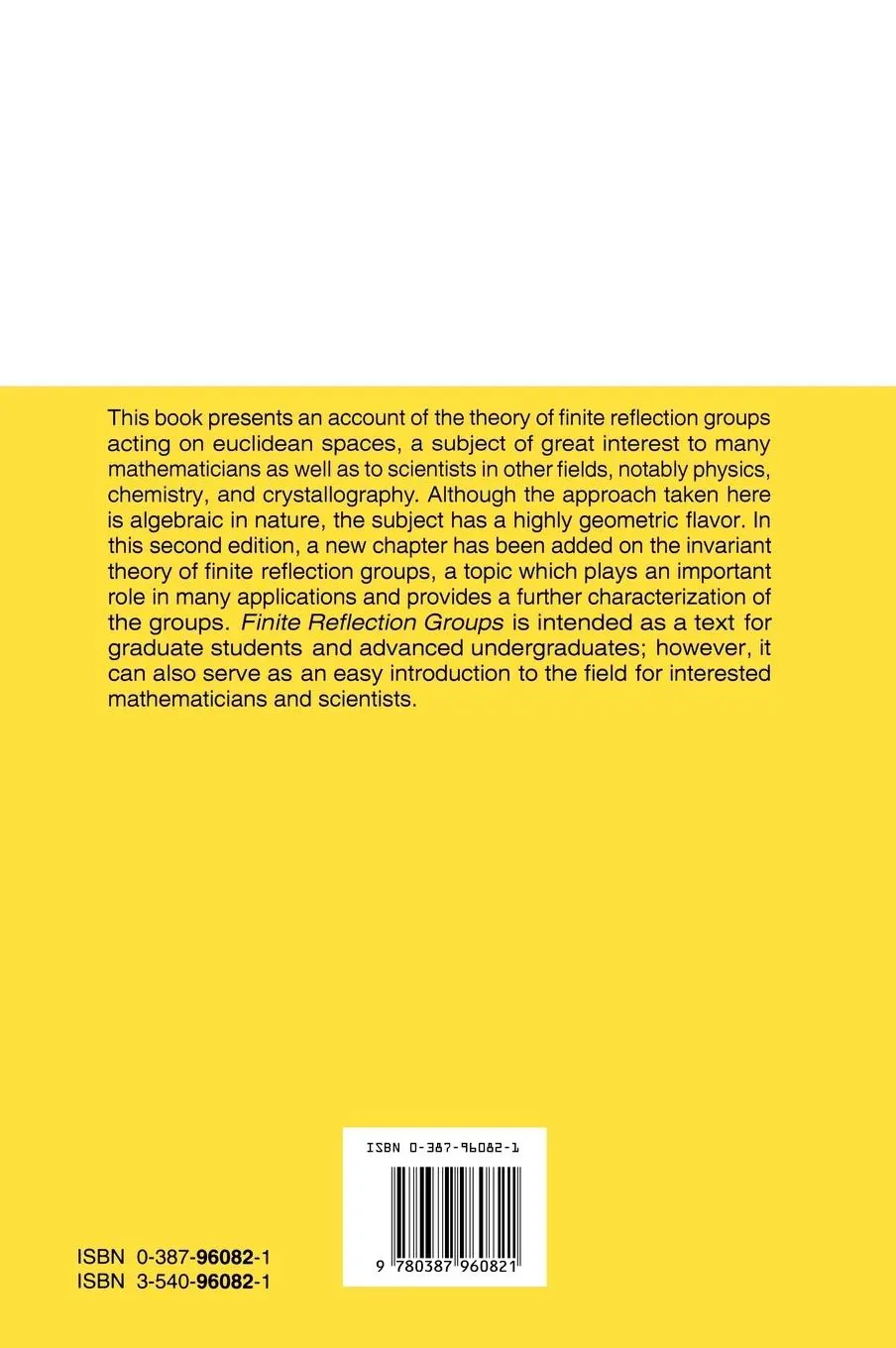 Rückseite: 9780387960821 | Finite Reflection Groups | C. T. Benson (u. a.) | Buch | x | Englisch