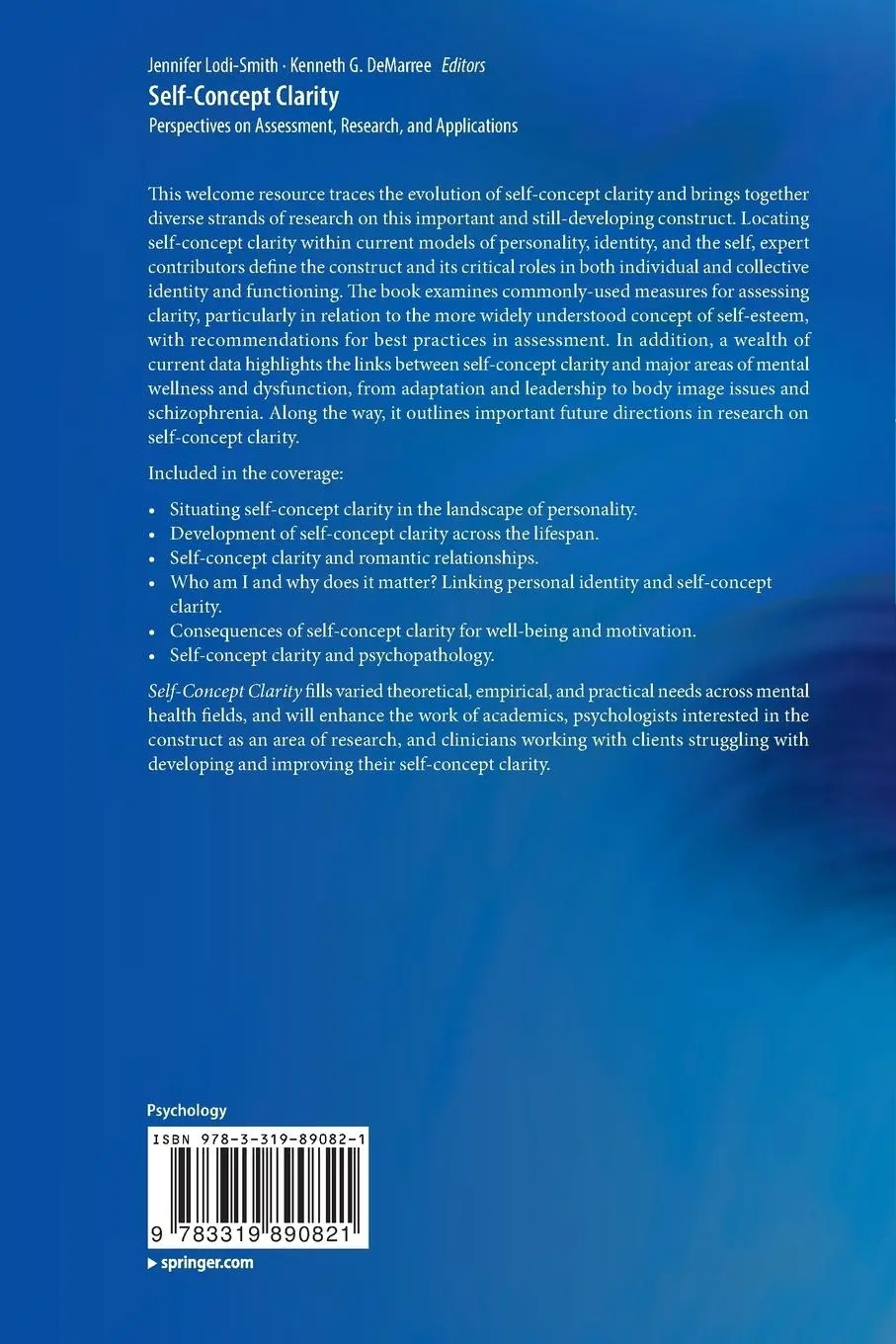 Rückseite: 9783319890821 | Self-Concept Clarity | Kenneth G. Demarree (u. a.) | Taschenbuch | xx