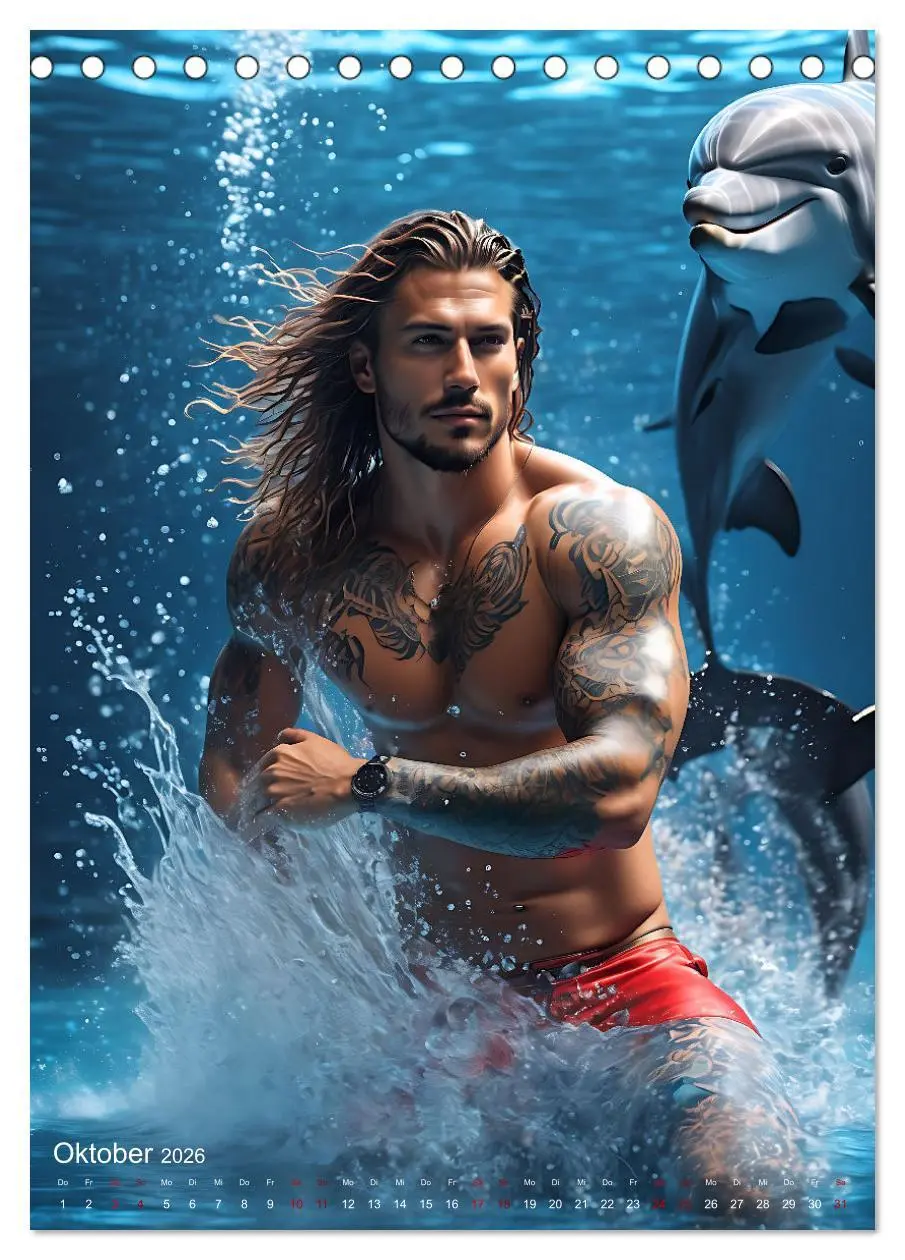 Bild: 9783516280821 | Athletische Kerle - Muskeln, Tattoos und Wassertiere (Tischkalender...