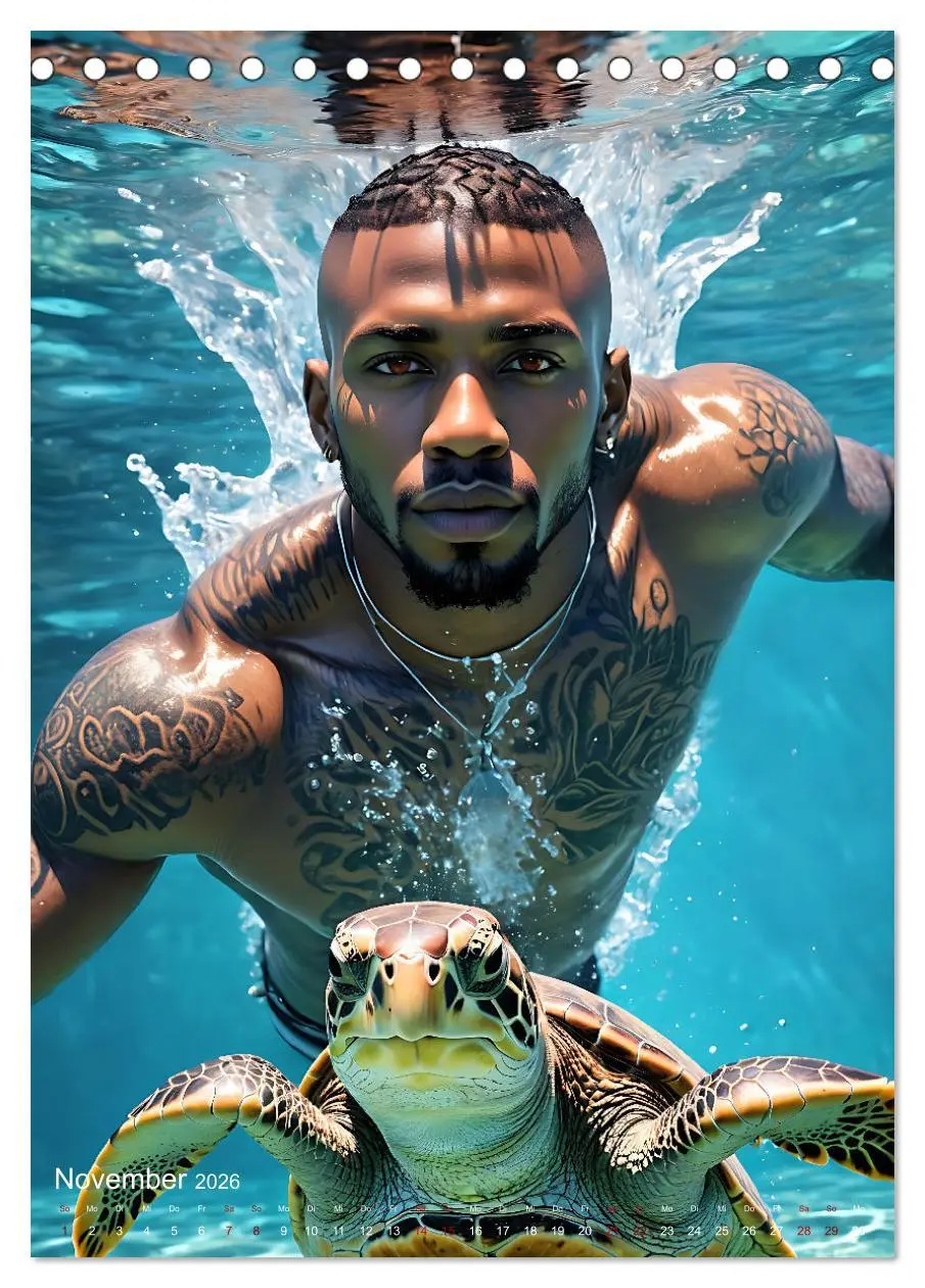 Bild: 9783516280821 | Athletische Kerle - Muskeln, Tattoos und Wassertiere (Tischkalender...