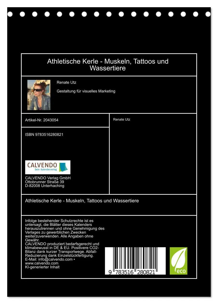 Bild: 9783516280821 | Athletische Kerle - Muskeln, Tattoos und Wassertiere (Tischkalender...