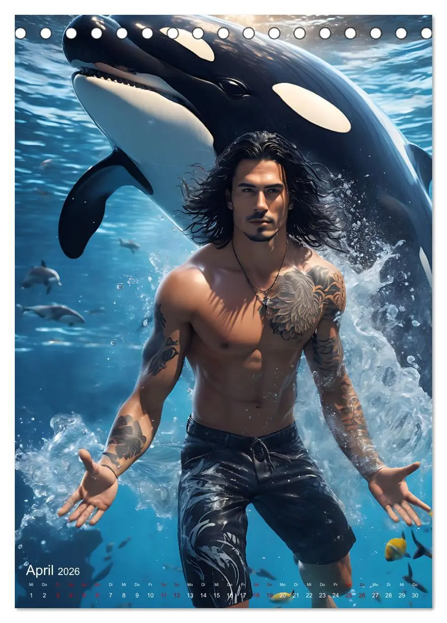 Bild: 9783516280821 | Athletische Kerle - Muskeln, Tattoos und Wassertiere (Tischkalender...