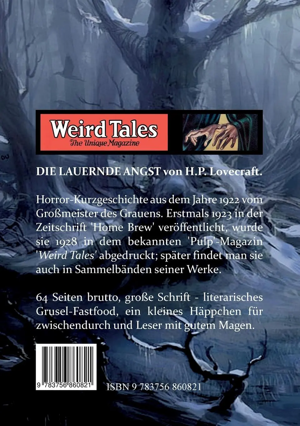 Rückseite: 9783756860821 | Die lauernde Angst | H. P. Lovecraft | Taschenbuch | Paperback | 64 S.