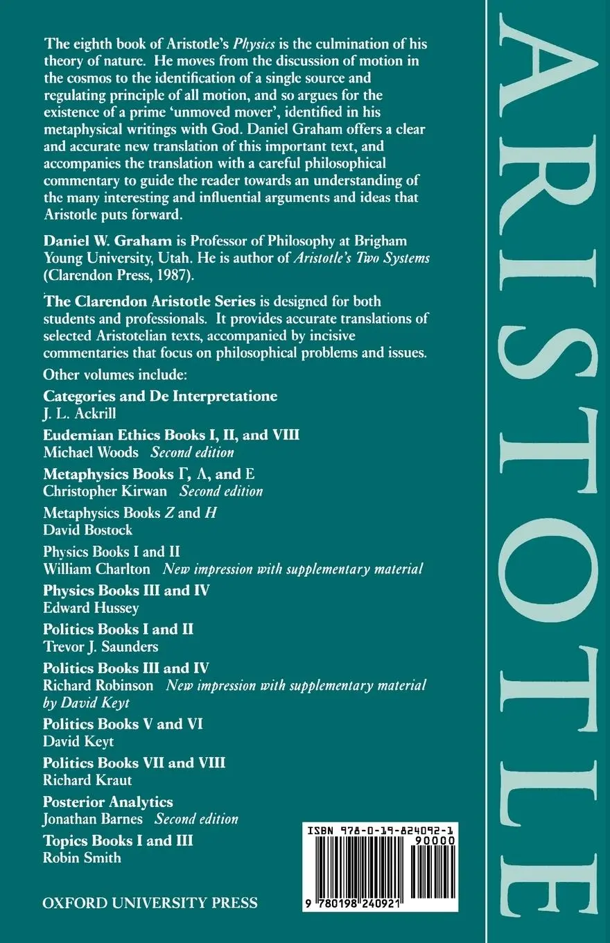 Rückseite: 9780198240921 | Physics | Book VIII | Aristotle | Taschenbuch | Englisch | 1999