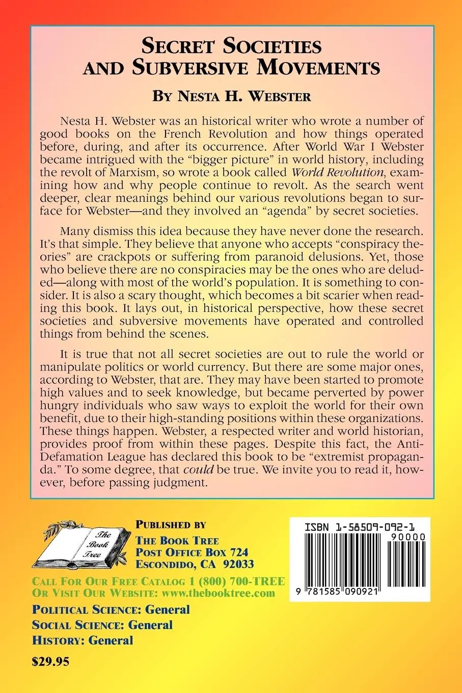 Rückseite: 9781585090921 | Secret Societies and Subversive Movements | Nesta H. Webster | Buch