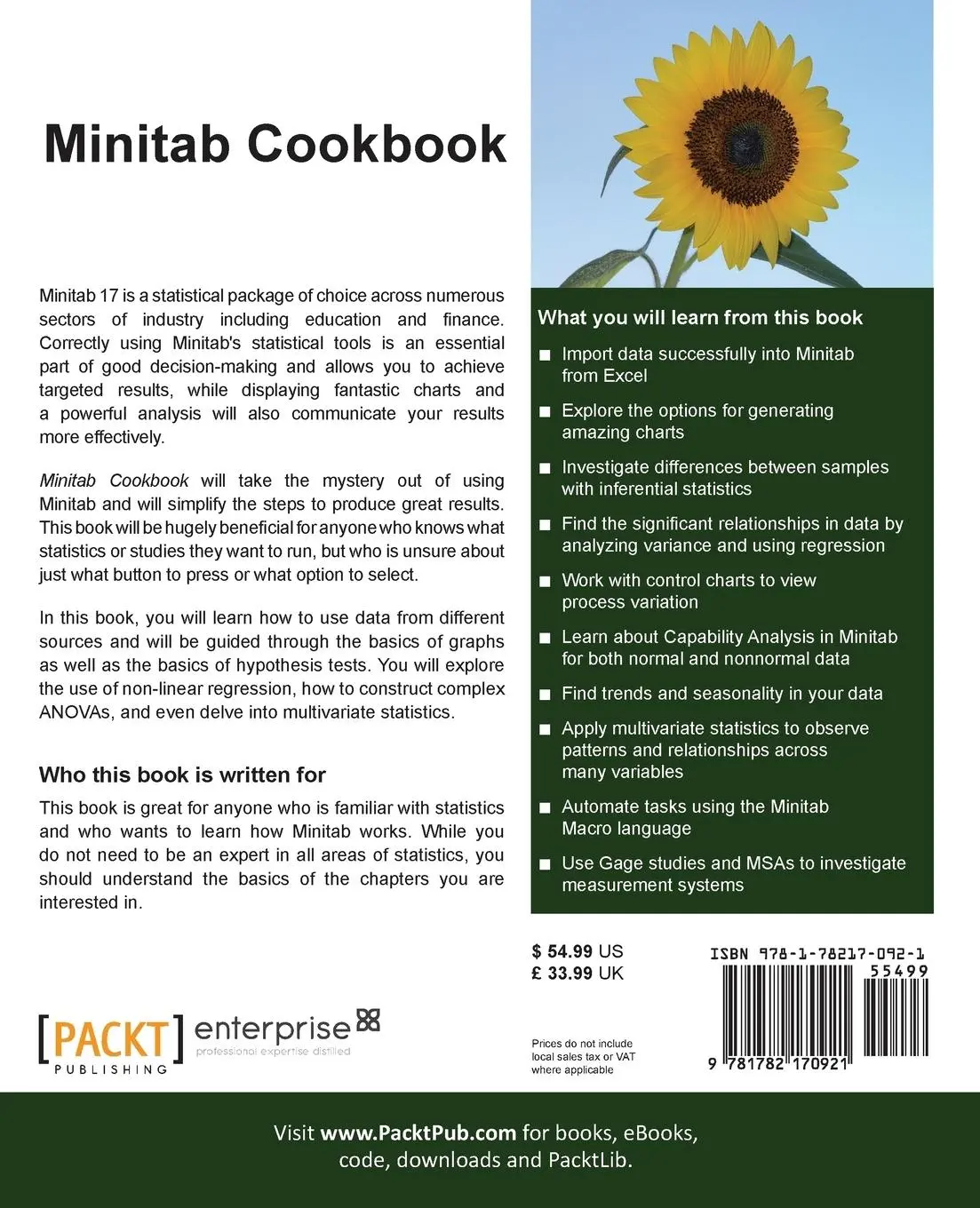 Rückseite: 9781782170921 | Minitab Cookbook | Isaac Newton | Taschenbuch | Englisch | 2013