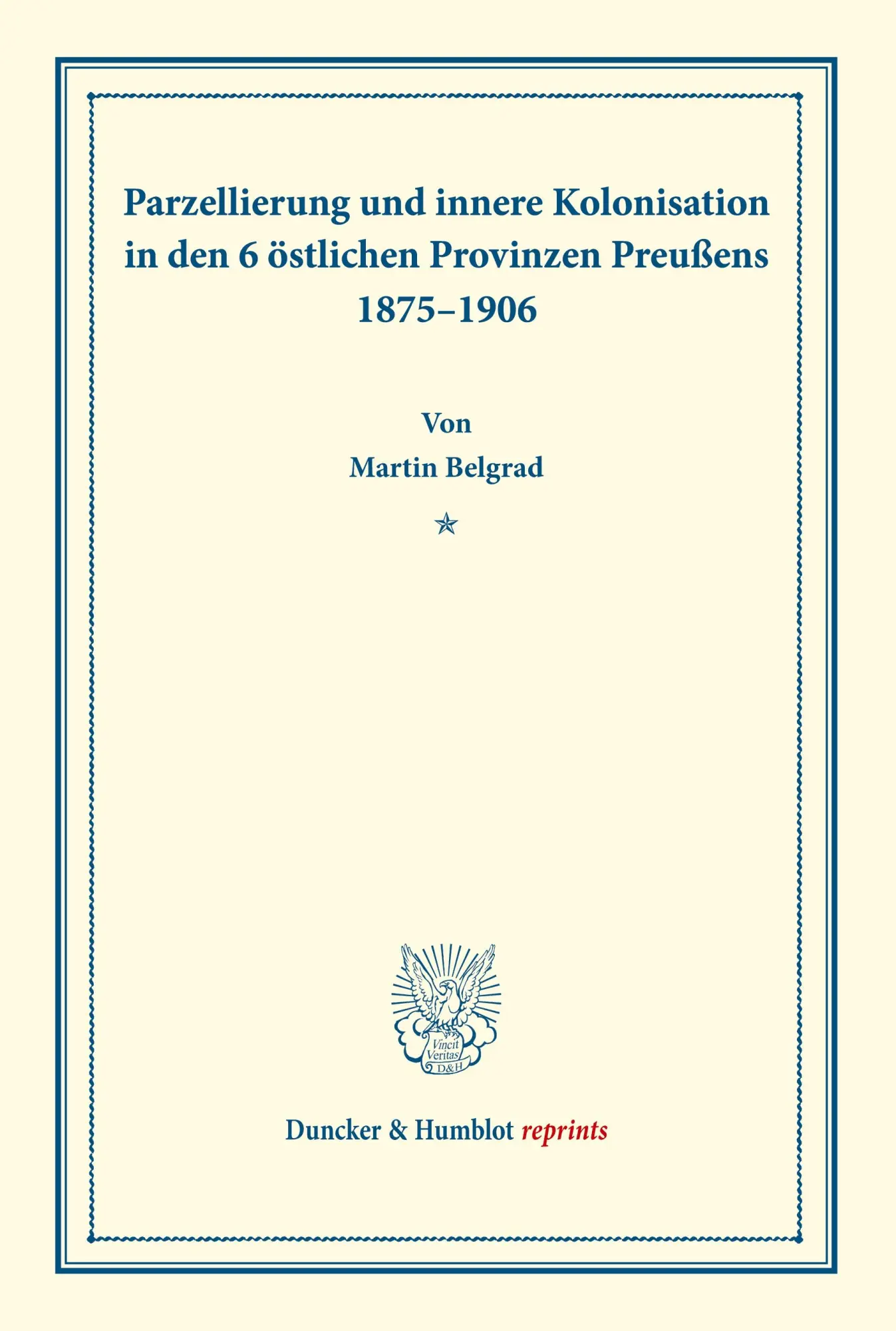 Cover: 9783428160921 | Parzellierung und innere Kolonisation | Martin Belgard | Taschenbuch