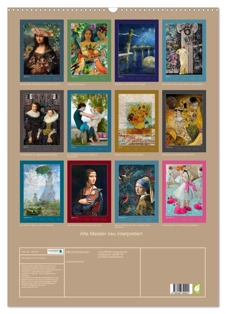Bild: 9783516340921 | Alte Meister neu interpretiert (Wandkalender 2026 DIN A2 hoch),...