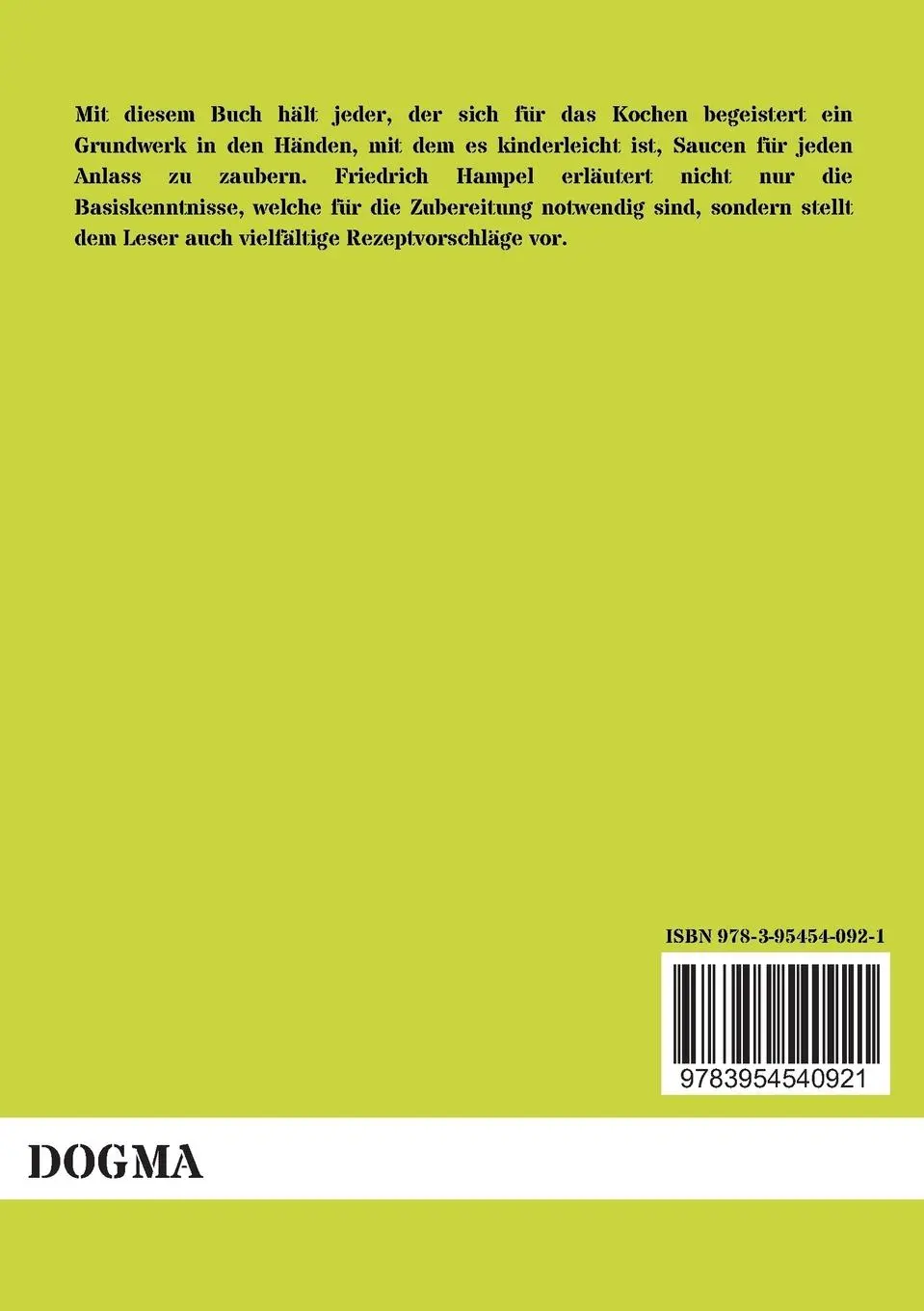 Rückseite: 9783954540921 | Der Saucier | Friedrich Hampel | Taschenbuch | 160 S. | Deutsch | 2012
