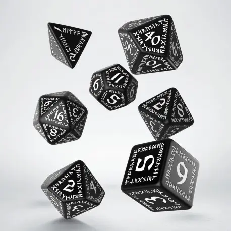 Cover: 5907814951021 | Runic Black &amp; white Dice Set | Runic Dice | QWORUN05 | Q-Workshop