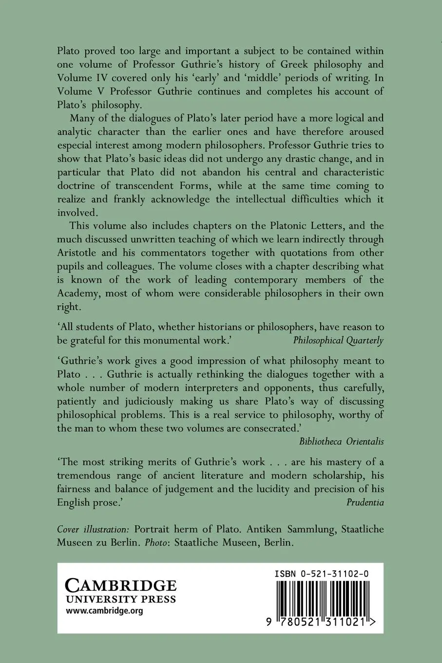 Rückseite: 9780521311021 | A History of Greek Philosophy | W. K. C. Guthrie (u. a.) | Taschenbuch