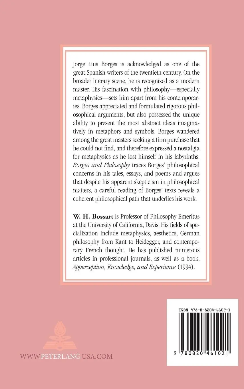 Rückseite: 9780820461021 | Borges and Philosophy | Self, Time, and Metaphysics | Bossart | Buch