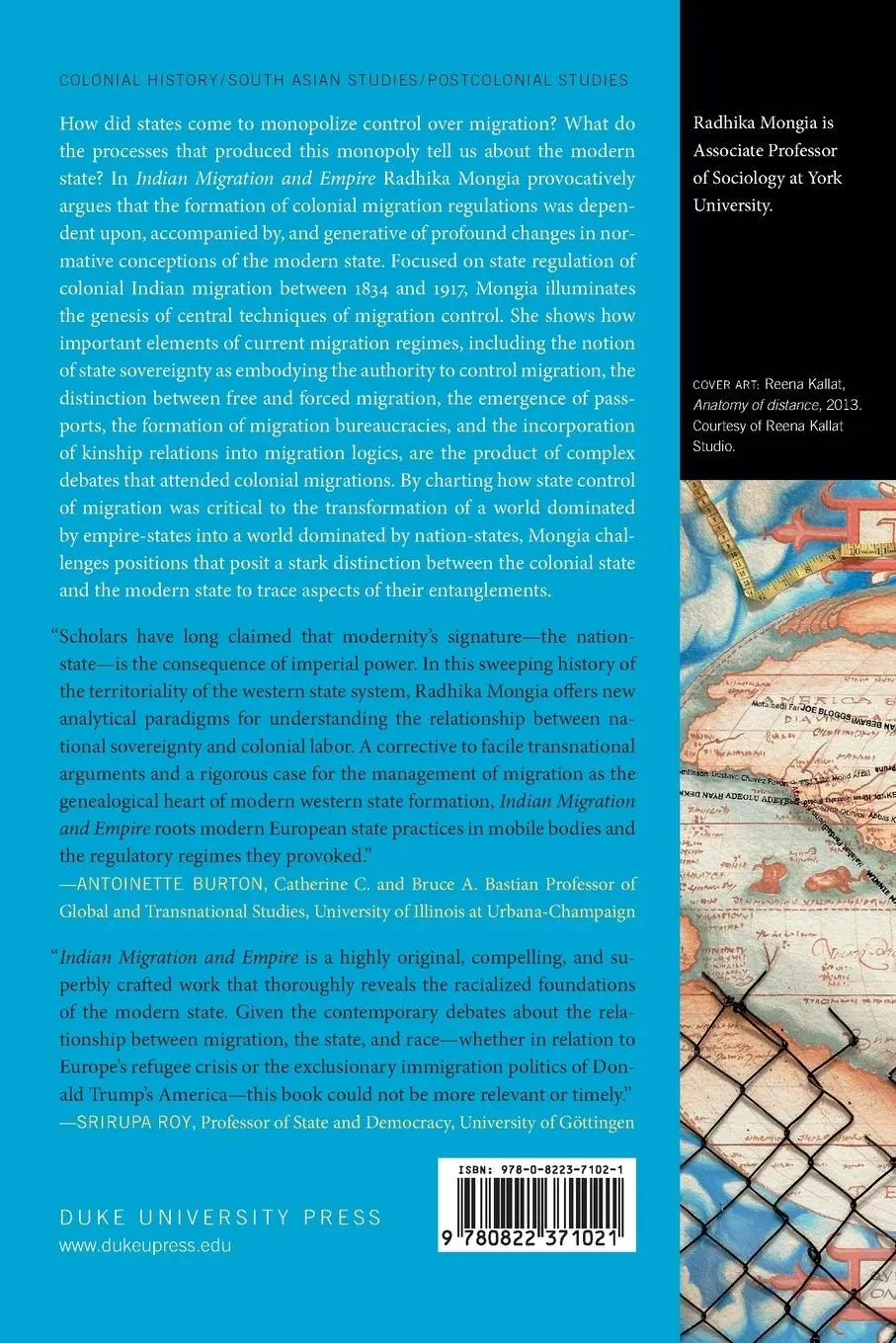Rückseite: 9780822371021 | Indian Migration and Empire | A Colonial Genealogy of the Modern State