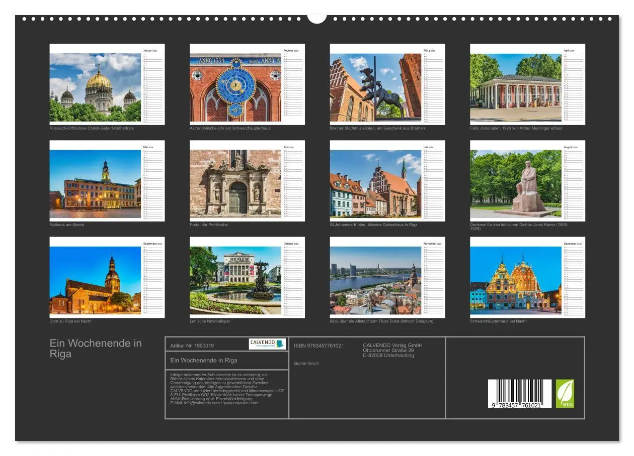 Bild: 9783457761021 | Ein Wochenende in Riga (hochwertiger Premium Wandkalender 2026 DIN...