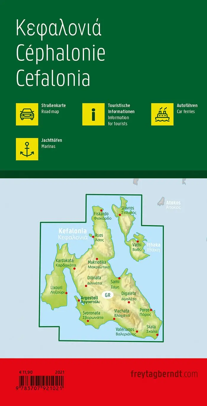 Rückseite: 9783707921021 | Kefalonia, Straßenkarte 1:50.000, freytag &amp; berndt | KG | (Land-)Karte