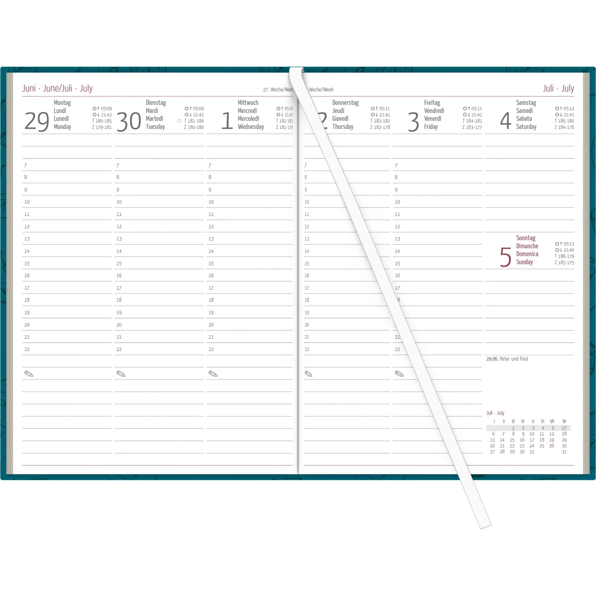Bild: 4069095001121 | Wochenbuch türkis 2026 - Bürokalender 14,6x21 cm - 1 Woche auf 2...