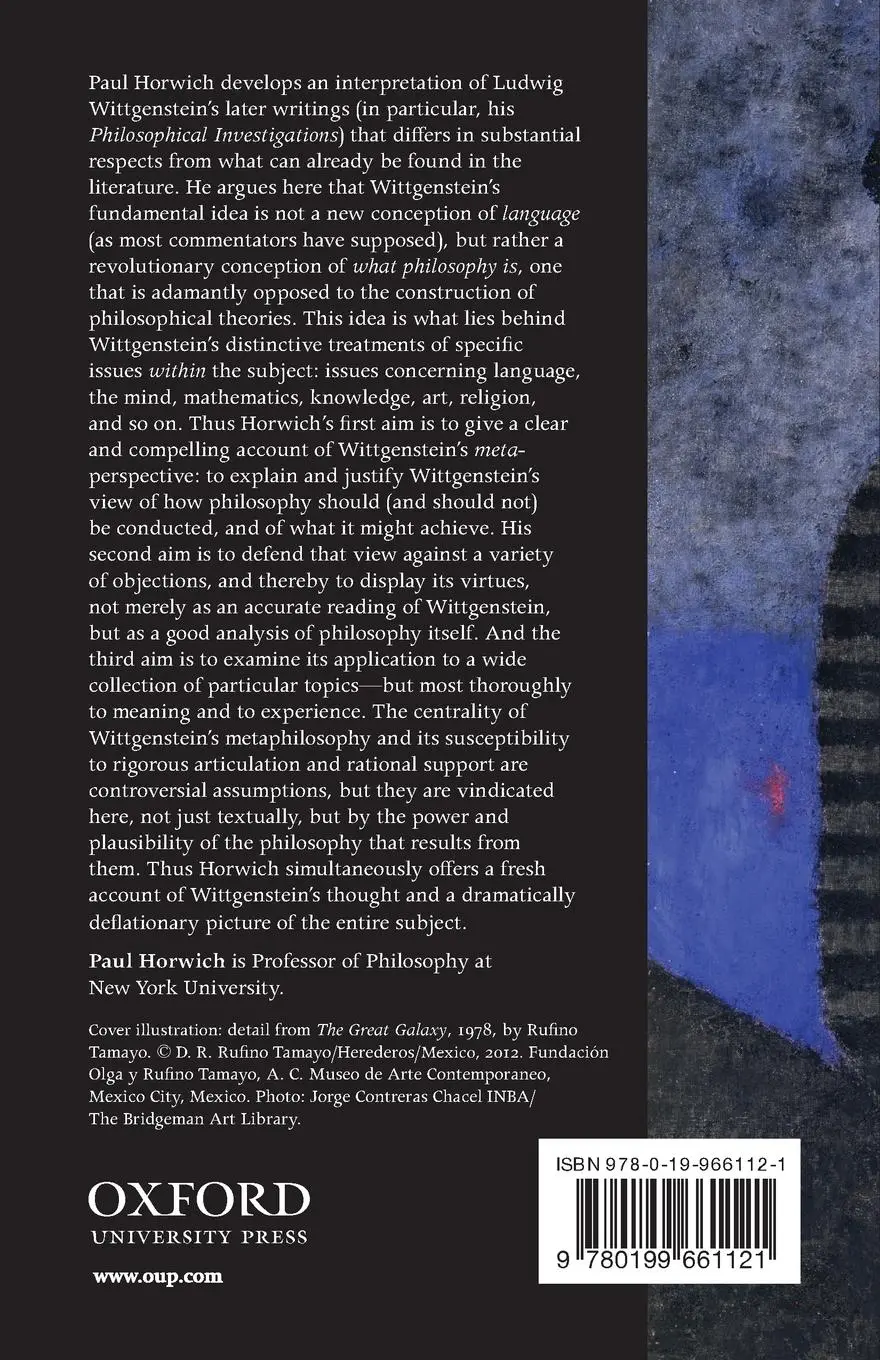 Rückseite: 9780199661121 | Wittgenstein's Metaphilosophy | Paul Horwich | Taschenbuch | Englisch