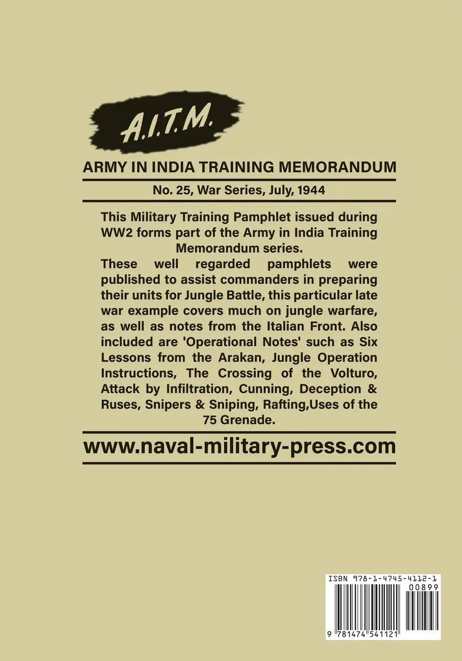 Rückseite: 9781474541121 | A.I.T.M., Army in India Training Memorandum No. 25, War Series,...
