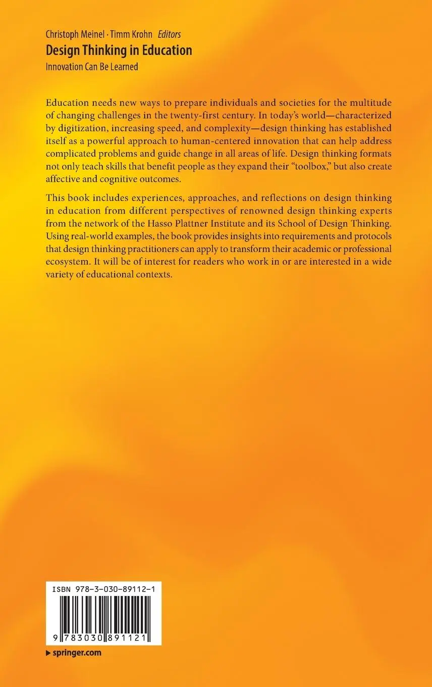 Rückseite: 9783030891121 | Design Thinking in Education | Innovation Can Be Learned | Buch | xiii