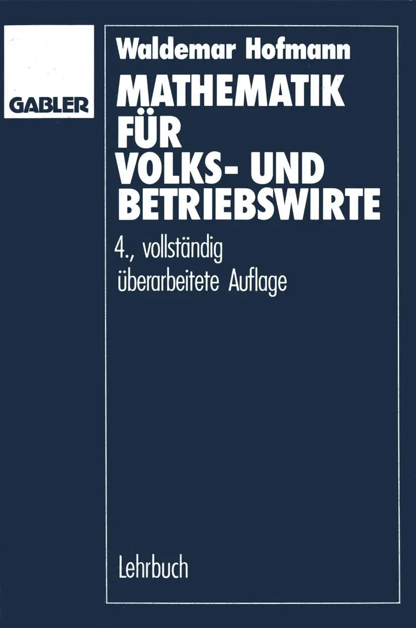 Cover: 9783409301121 | Mathematik für Volks- und Betriebswirte | Waldemar Hofmann | Buch
