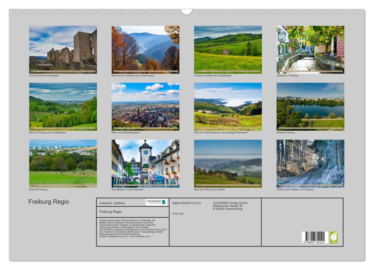 Bild: 9783457751121 | Freiburg Regio (Wandkalender 2026 DIN A2 quer), CALVENDO...