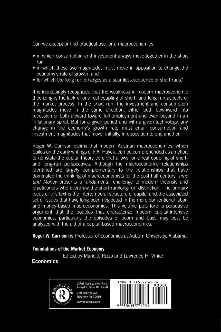 Rückseite: 9780415771221 | Time and Money | The Macroeconomics of Capital Structure | Garrison
