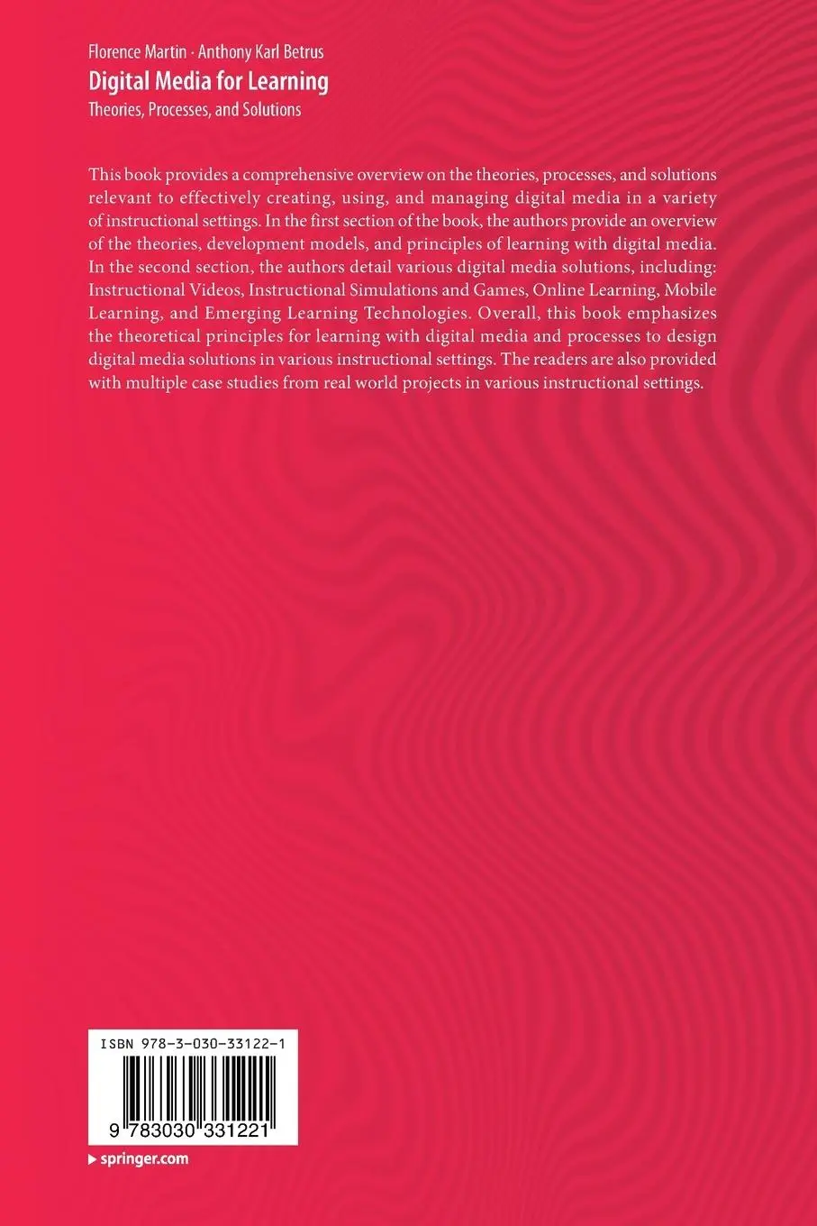 Rückseite: 9783030331221 | Digital Media for Learning | Theories, Processes, and Solutions | Buch