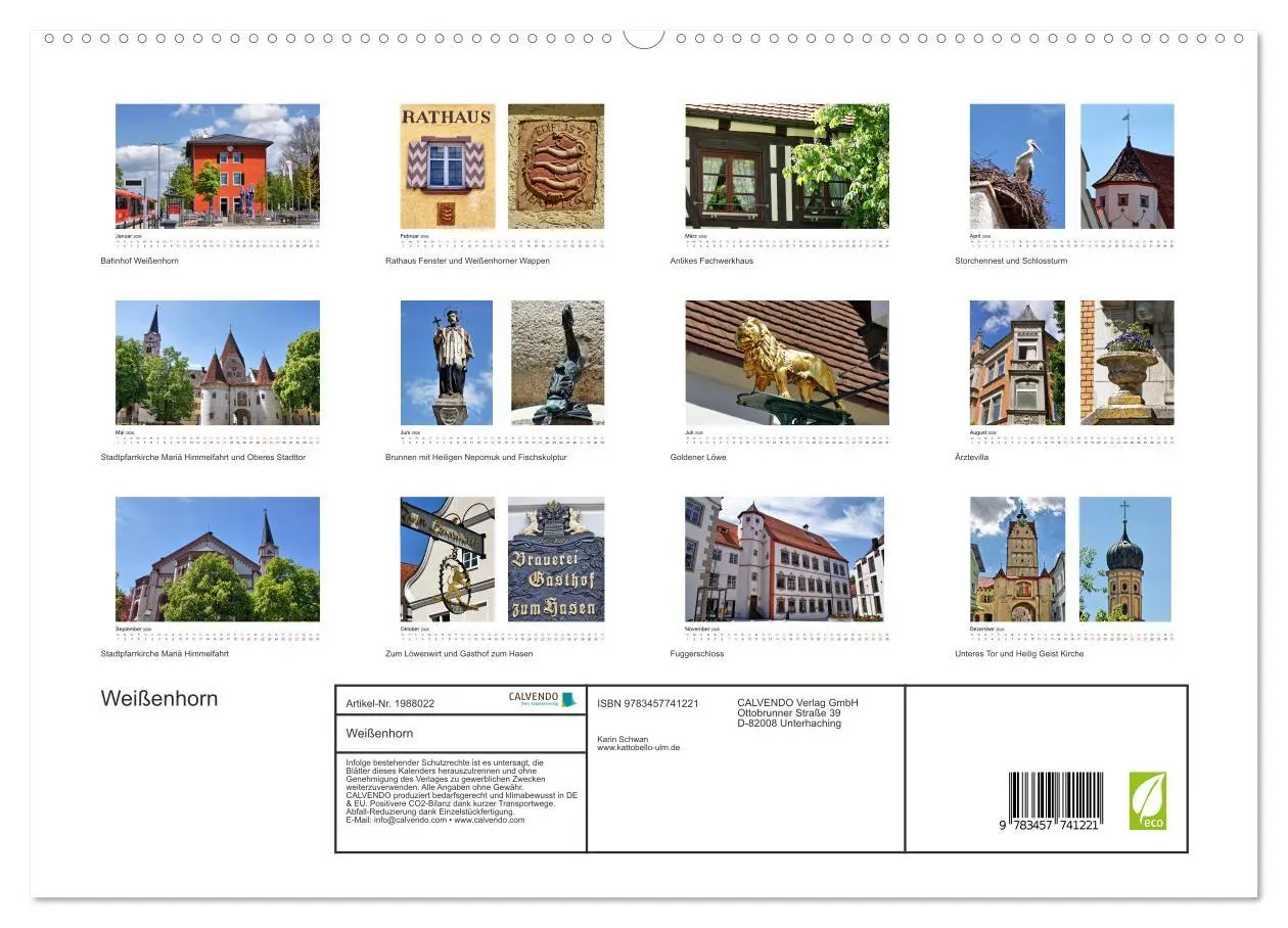 Bild: 9783457741221 | Weißenhorn (hochwertiger Premium Wandkalender 2026 DIN A2 quer),...