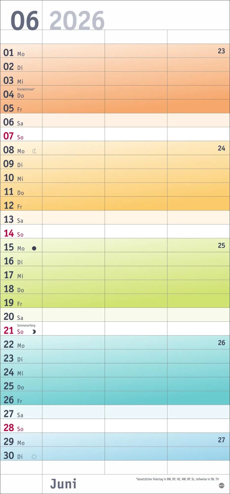 Bild: 9783756411221 | Bunte Wochen Planer für 2 2026 | Heye | Kalender | Bürokalender Heye