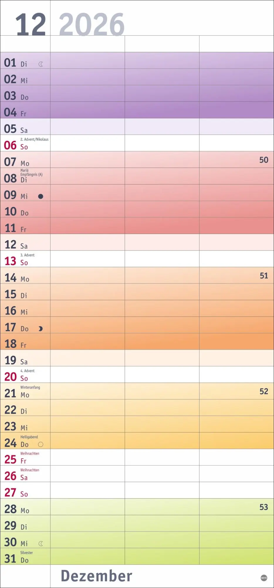 Bild: 9783756411221 | Bunte Wochen Planer für 2 2026 | Heye | Kalender | Bürokalender Heye
