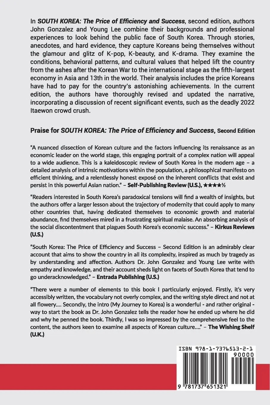 Rückseite: 9781737651321 | SOUTH KOREA | : The Price of Efficiency and Success | Gonzalez (u. a.)
