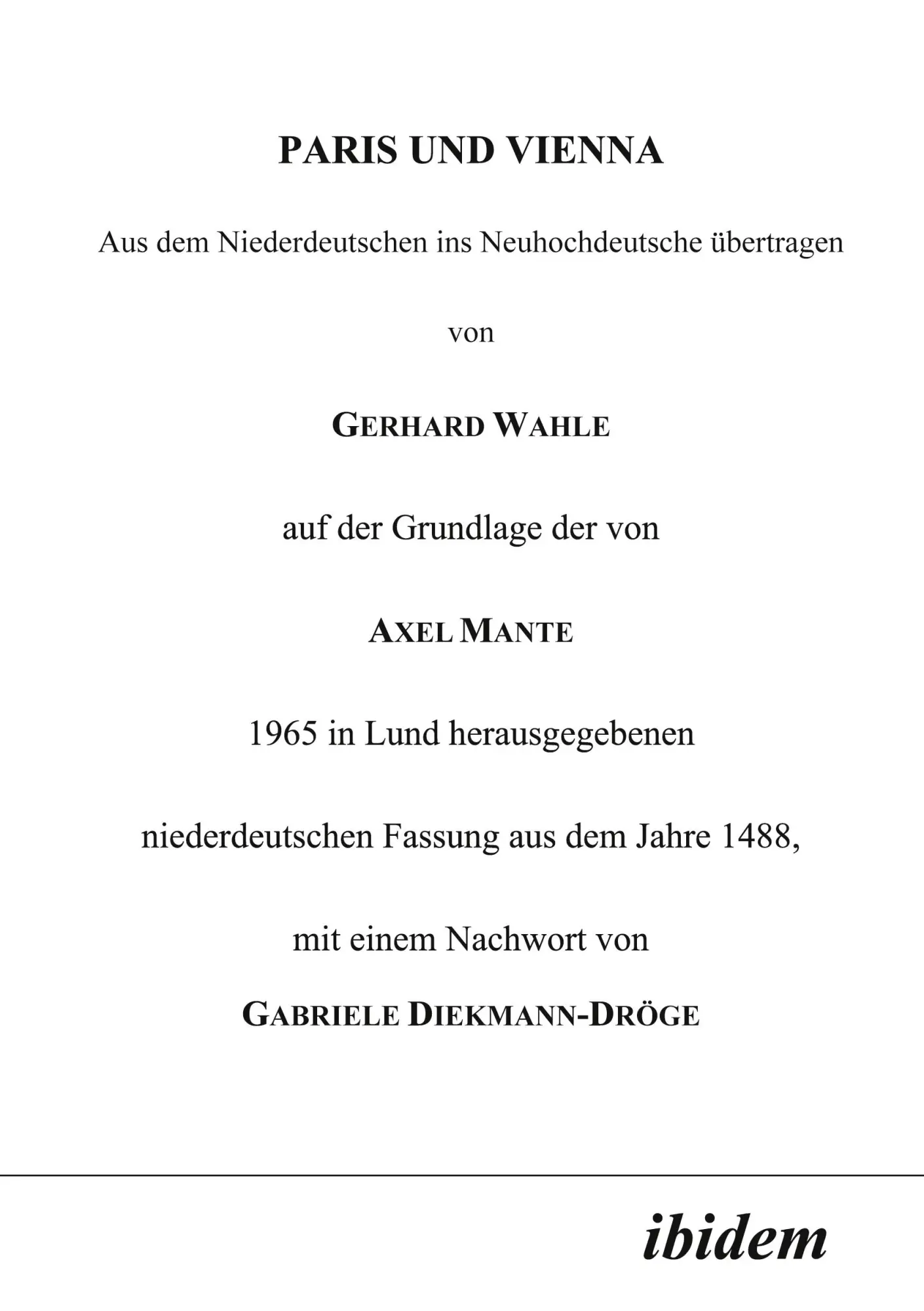 Cover: 9783898211321 | Paris und Vienna | Gerhard Wahle | Taschenbuch | Paperback | 124 S.