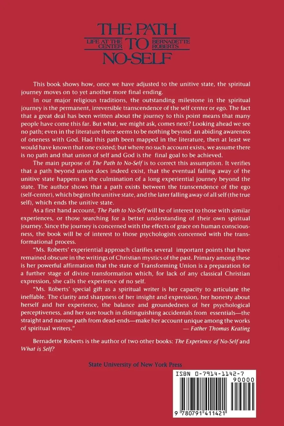 Rückseite: 9780791411421 | The Path to No-Self | Life at the Center | Bernadette Roberts | Buch