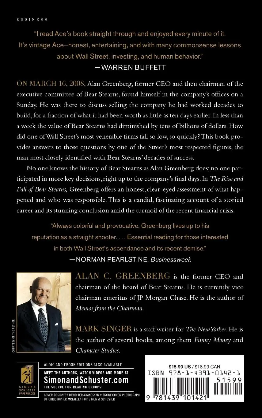 Rückseite: 9781439101421 | Rise and Fall of Bear Stearns | Greenberg | Taschenbuch | Englisch