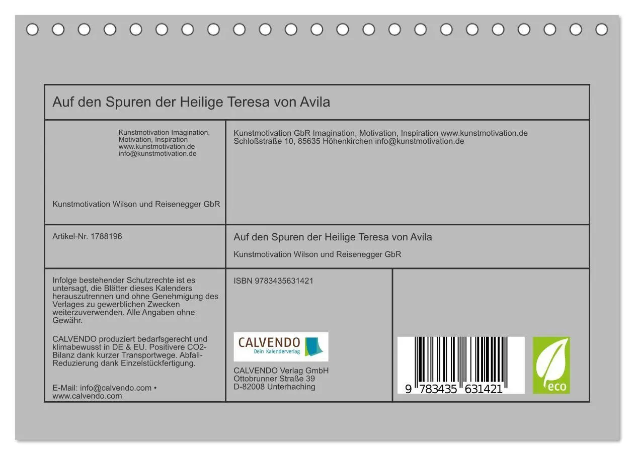 Bild: 9783435631421 | Auf den Spuren der Heilige Teresa von Avila (Tischkalender 2025 DIN...