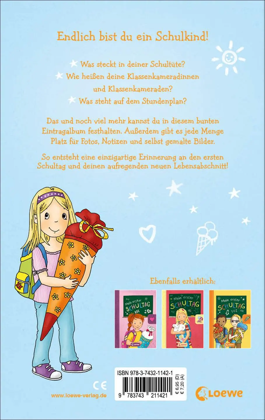 Rückseite: 9783743211421 | Mein erster Schultag - Mädchen (Hellblau) | Loewe Eintragbücher | Buch