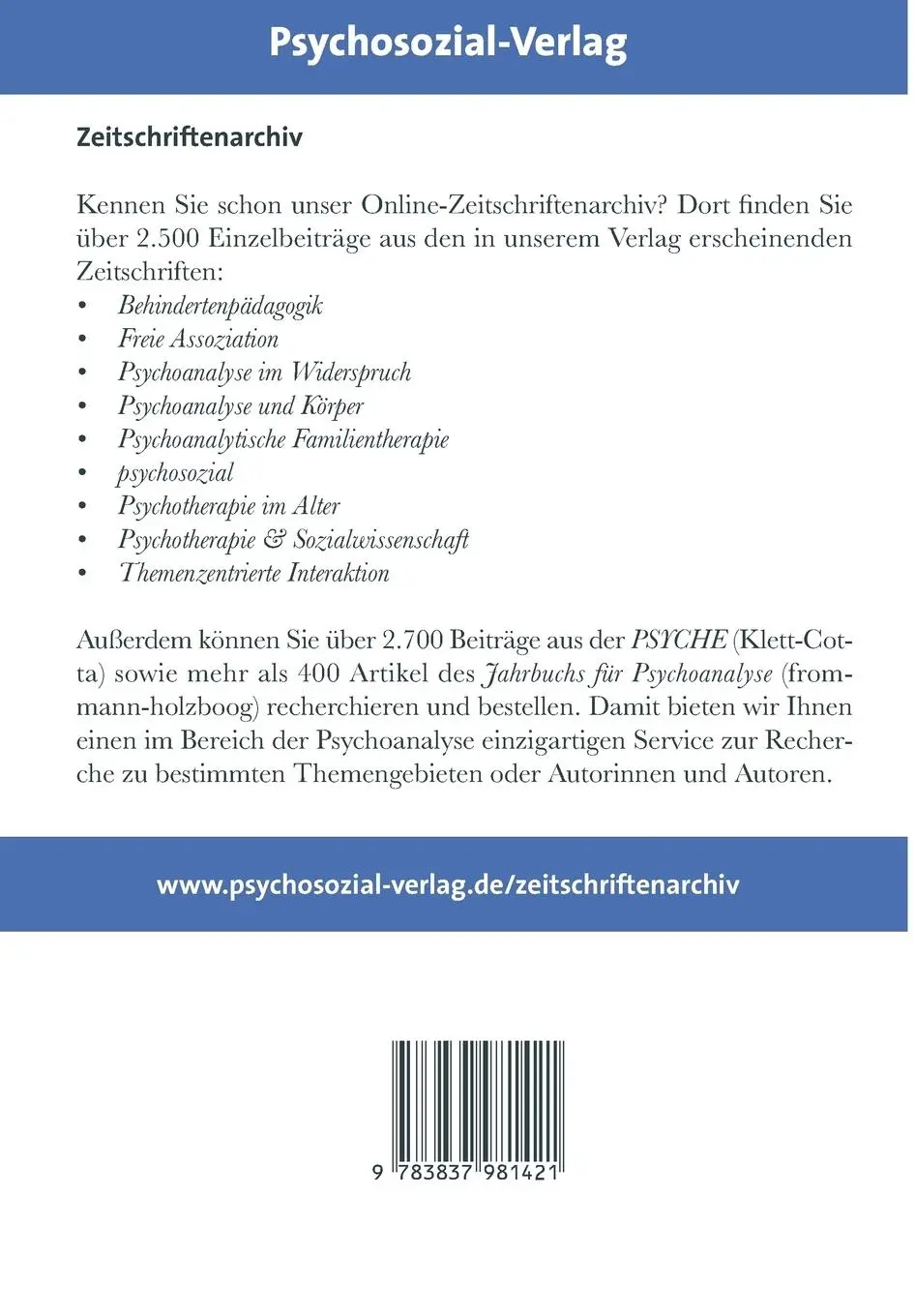 Rückseite: 9783837981421 | psychosozial 141: Perfektionierung und Destruktivität | Taschenbuch