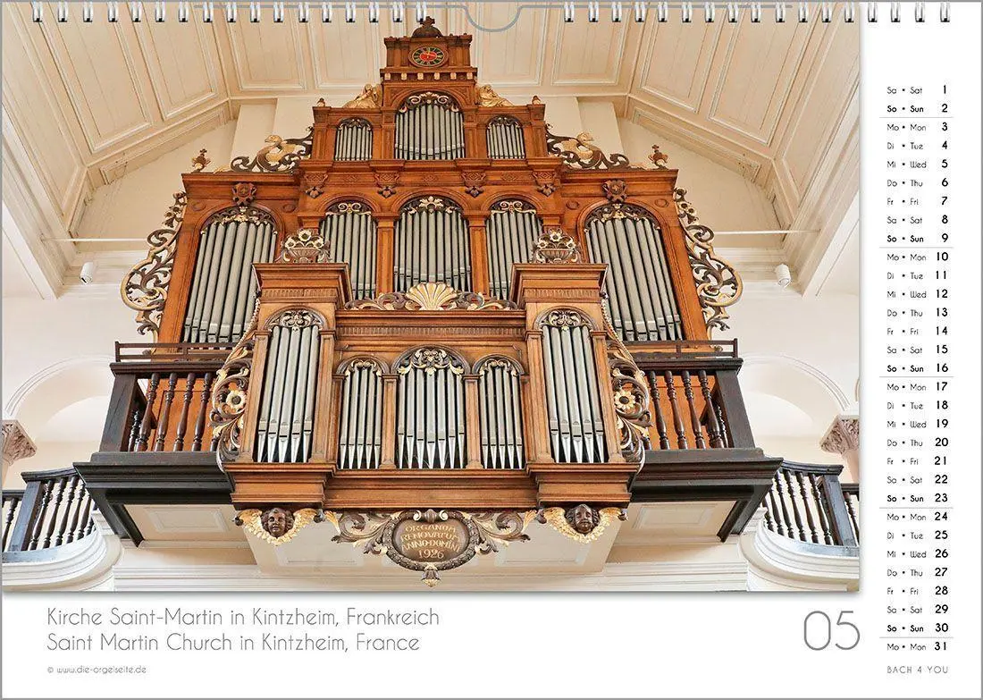 Bild: 9783969031421 | Der Orgelkalender, ein Musik-Kalender 2027, DIN A3 | Peter Bach Jr.