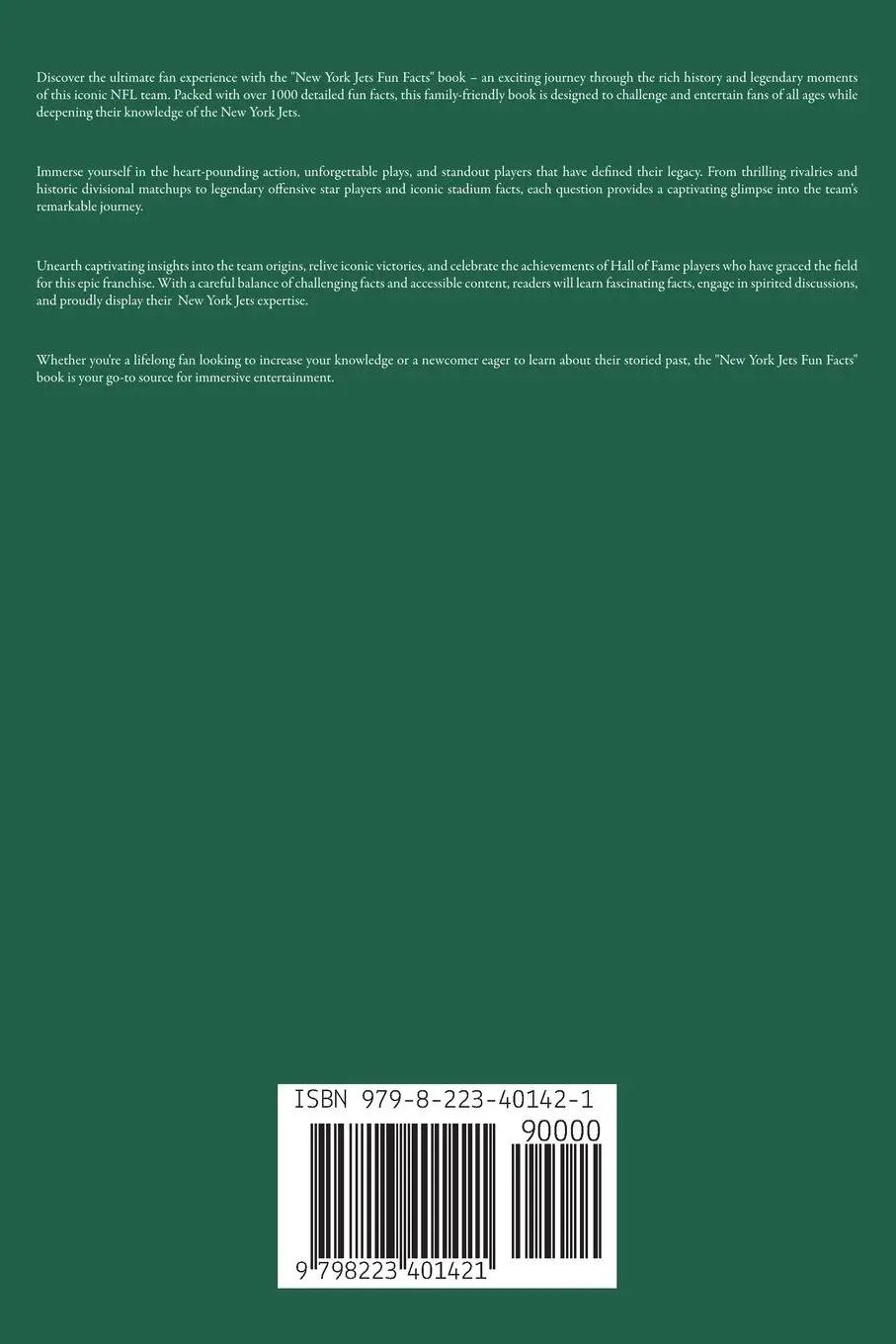 Rückseite: 9798223401421 | New York Jets Fun Facts | Trivia Ape | Taschenbuch | Englisch | 2023